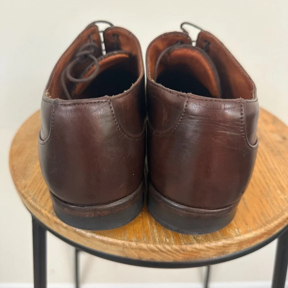 Wolf & Shepherd Mens 10.5 Oxford Dark Brown Leather Classic Cap Toe Dress Shoes